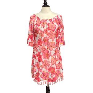 Simply Southern Floral 3/4 Sleeve Fringe Dress Size Large